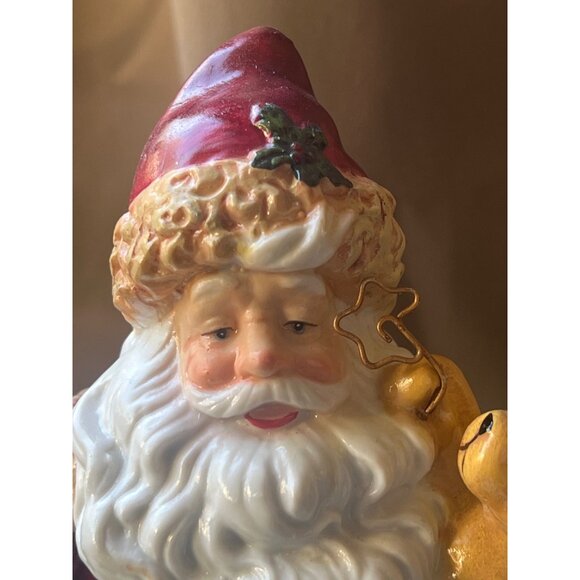 Santa Claus Figurine Lantern Design With LED Light Effects 8" T Gift - Picture 5 of 16